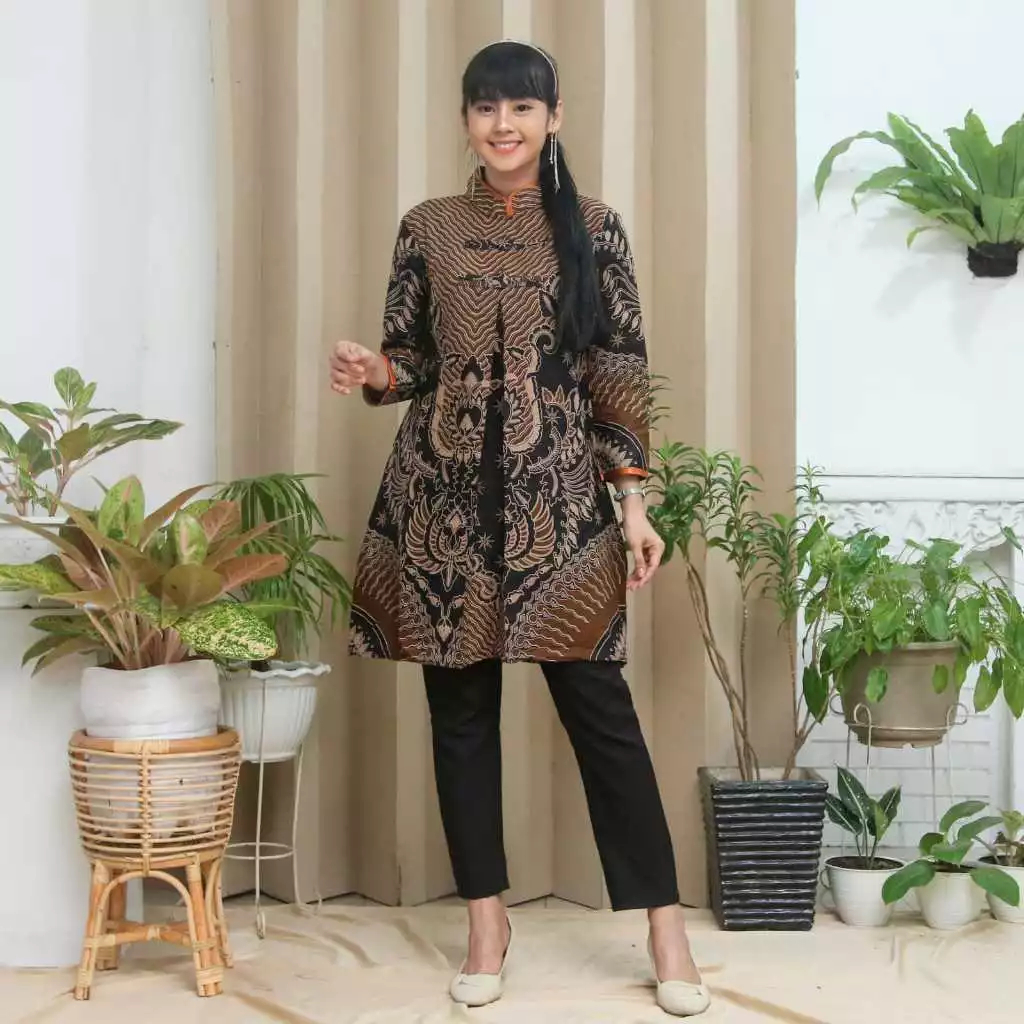 TUNIK BATIK MODERN ATASAN BATIK WANITA BAJU BATIK SERAGAM RESMI KANTOR STYLE BATIK MODERN SIZE M L X
