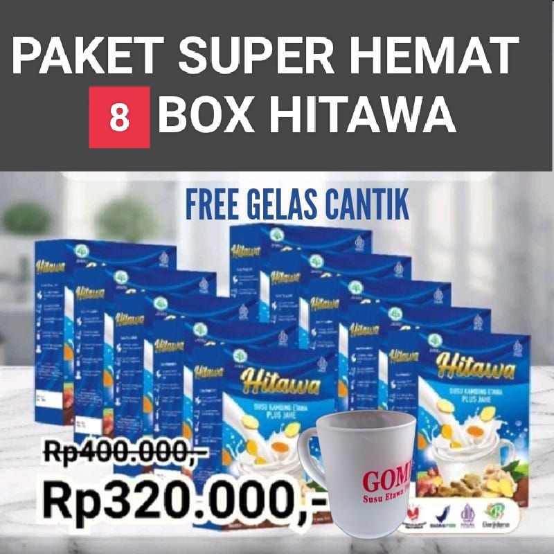 

(HADIAH GELAS) (EXP LAMA) HITAWA PAKET 8 BOX SUSU KAMBING ETAWA PLUS JAHE UNTUK MEREDAKAN NYERI SENDI