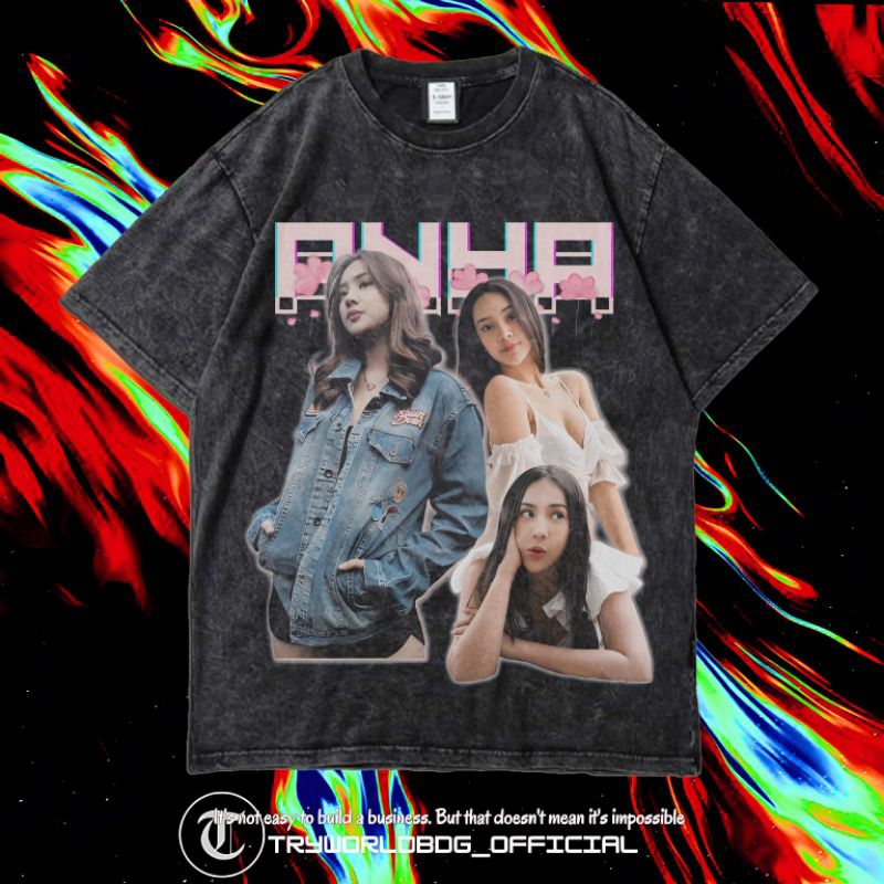 TRYWORLDBDG OFFICIAL "ANYA GERALDINE" KAOS OVERSIZED | KAOS WASHED | STONE WASH | OVERSIZED T SHIRT 