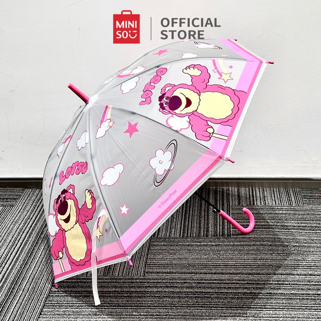 Miniso X Disney Pixar Umbrella Payung Lipat Transparant Transparan Bening Lotso Long Handle Umbrella