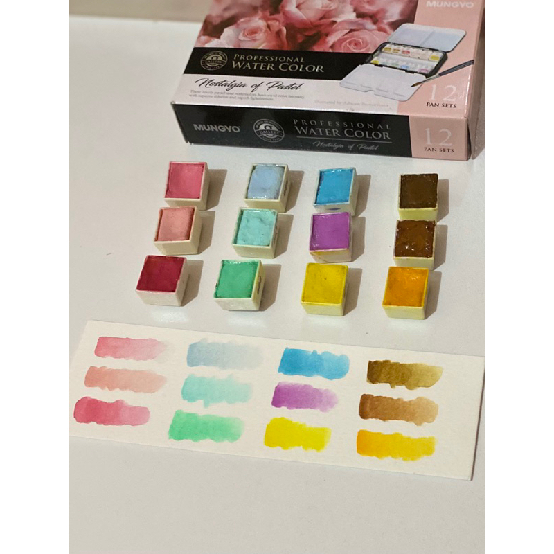 

Preloved Watercolor/Cat Air Nostalgia of Pastel set 12 halfpan by Mungyo