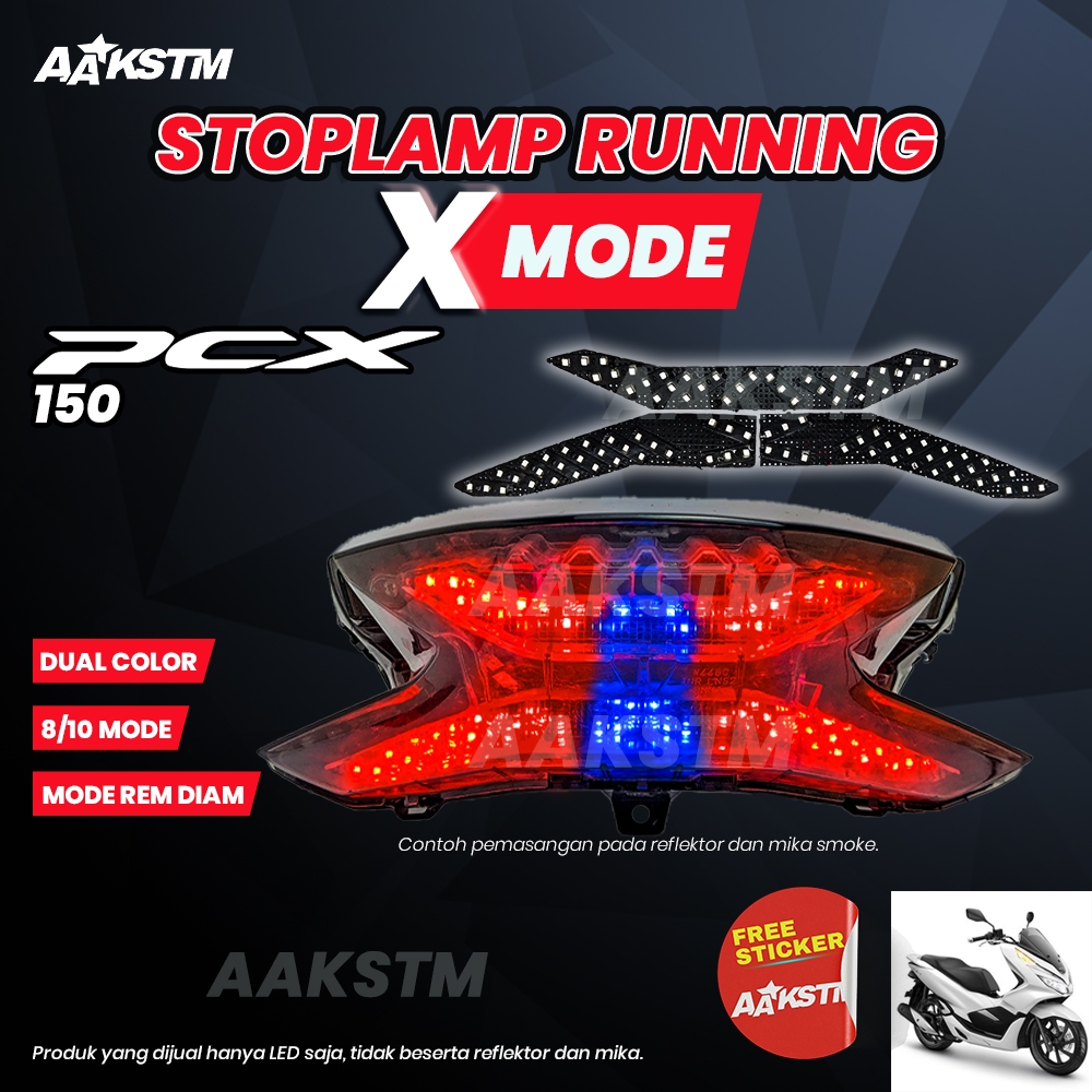 Lampu Rem LED  PCX 150 X Mode LED 8 10 Mode Running Lampu  Belakang Variasi Modifikasi Motor