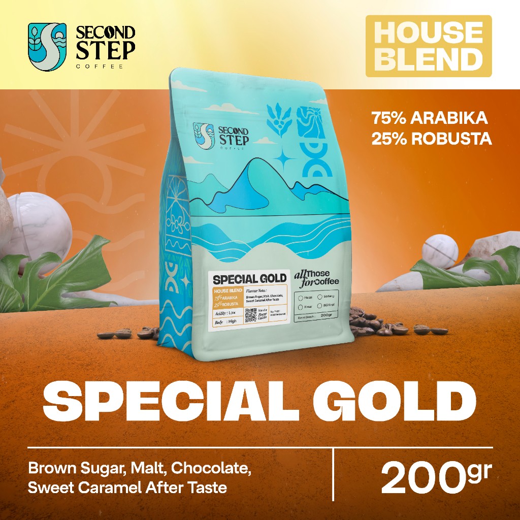 

Kopi Espresso Special Gold Blend Coffee Beans 200gr Coffe Roast Bean Biji Bubuk