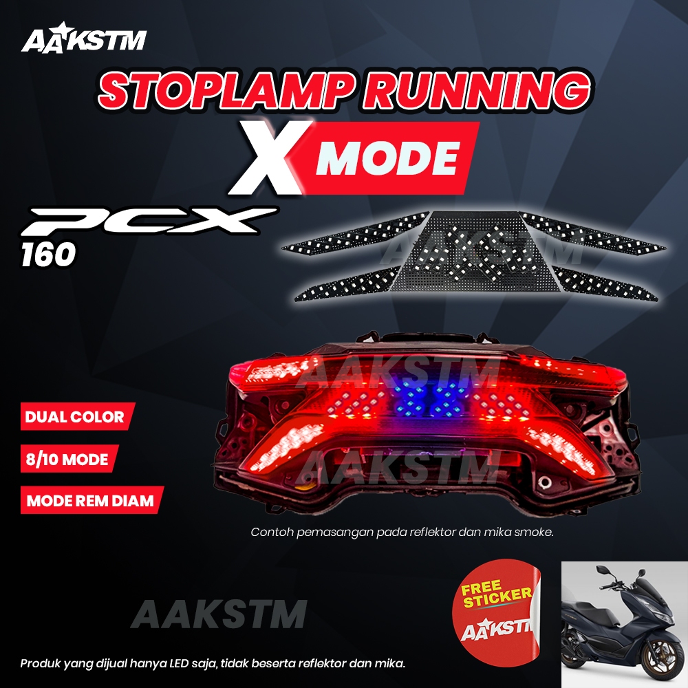 Lampu Rem LED Pcx 160 X Mode LED 8 10 Mode Running Lampu  Belakang Variasi Modifikasi Motor
