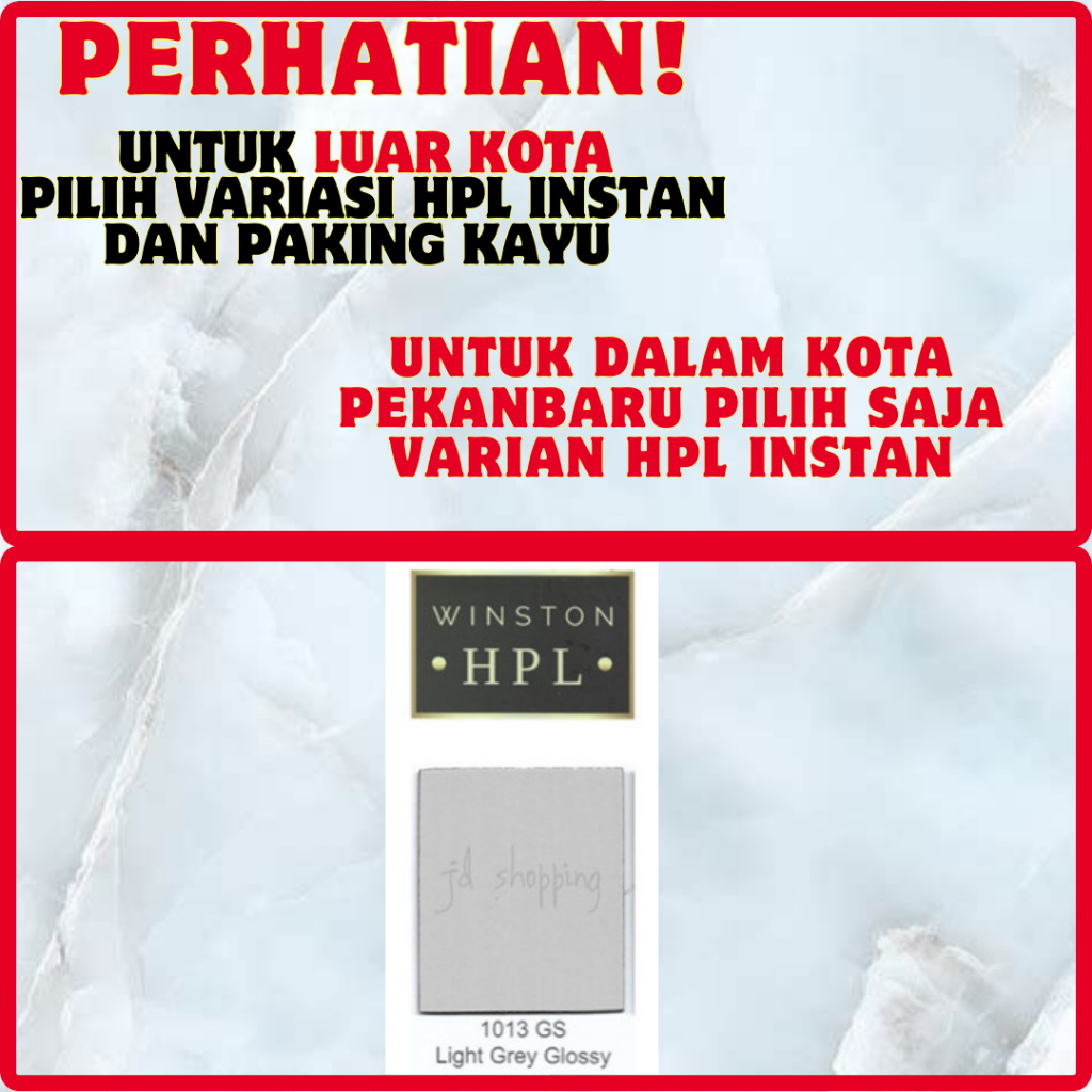 (LUAR KOTA WAJIB PALLET KAYU) HPL Winston Solid Best 1013 GS - Light Grey Glossy