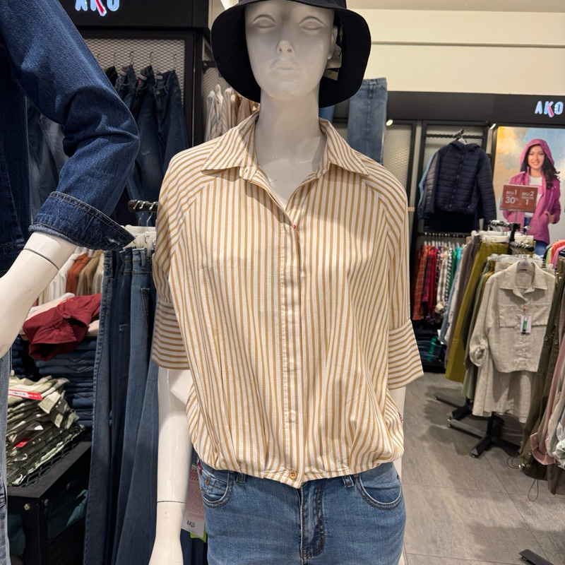 AKO - SALE Kemeja Blouse Salur Wanita (S-XXL)