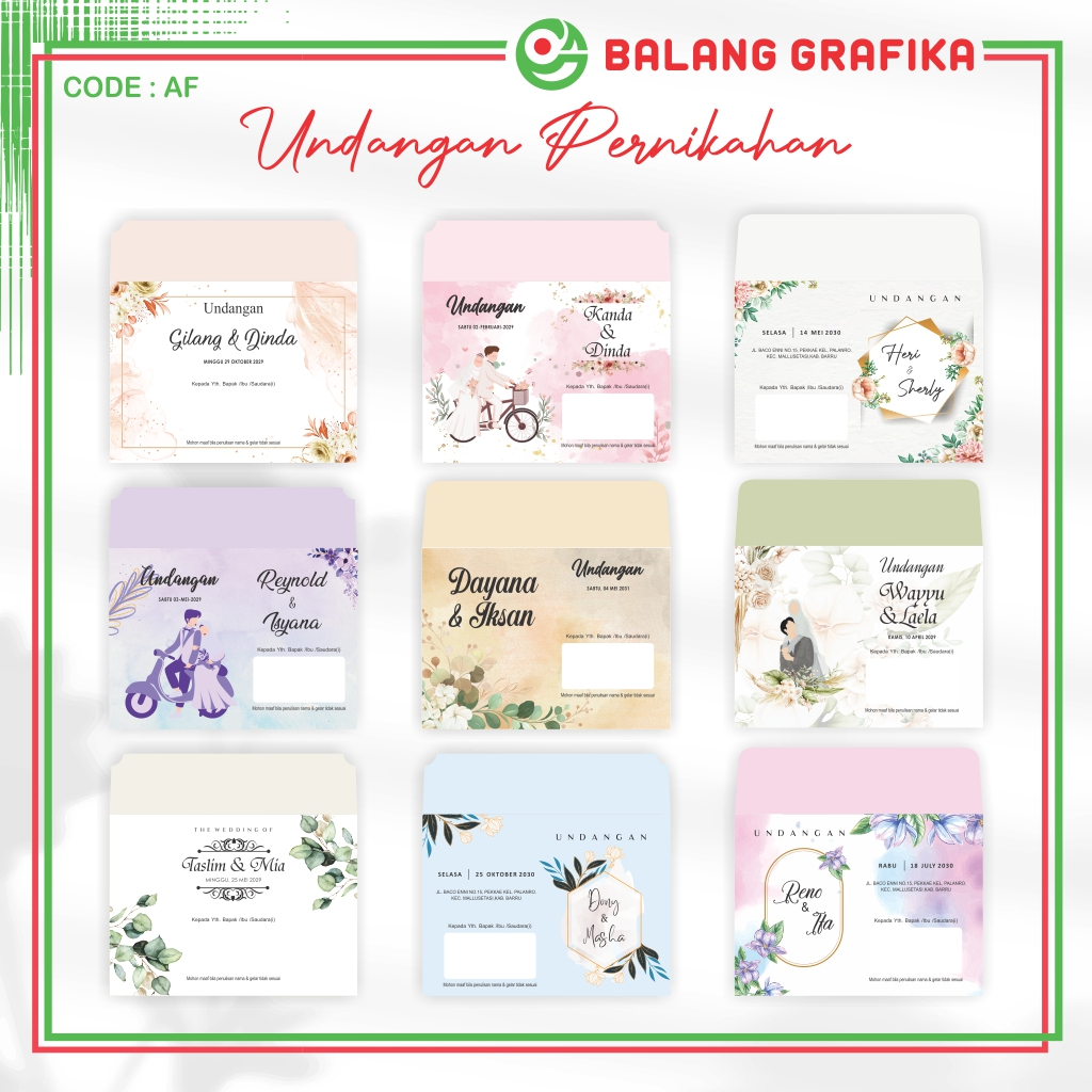 Undangan Pernikahan Softcover Costum Code AF Makassar