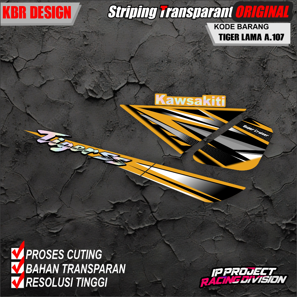(COD) STIKER STRIPING MOTOR HONDA TIGER LAMA HOLOGRAM DAN TRANSPARAN KODE A.107