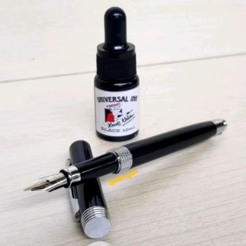 

paket TERBARU ECO fountain pen genius black + tinta universal ink For all fountainpen [ fountainpen iridium point....