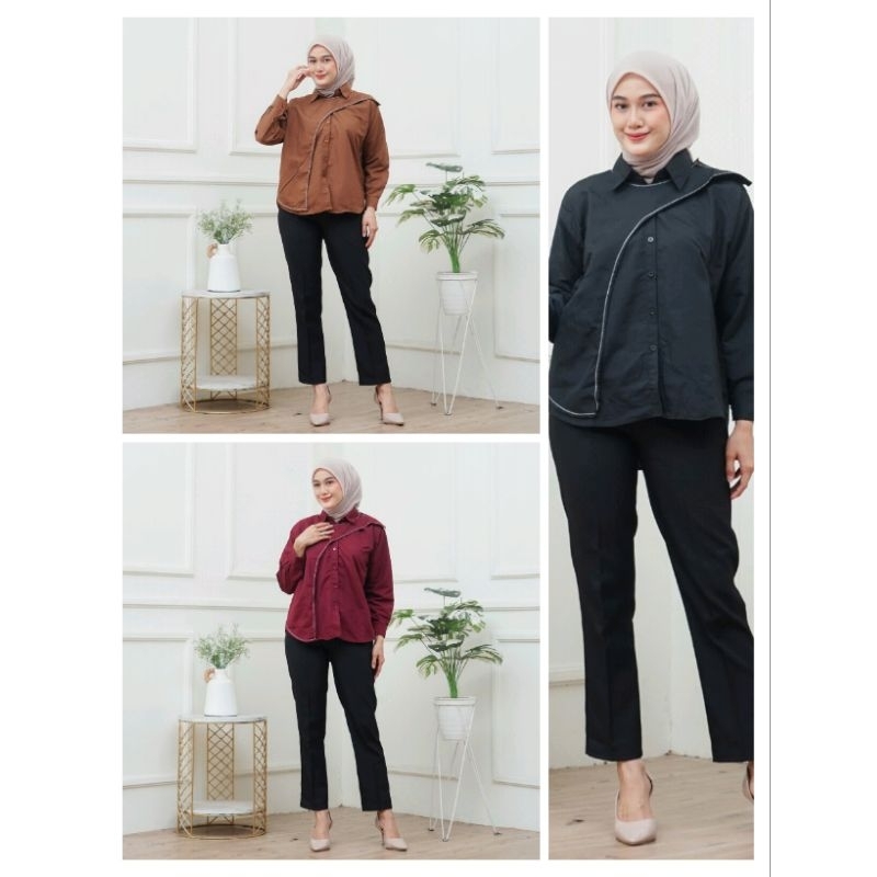 atasan hawa blouse wanita dewasa HAWA BLOUSE atasan kemeja wanita kekinian Baju Linen Formal Muslim 