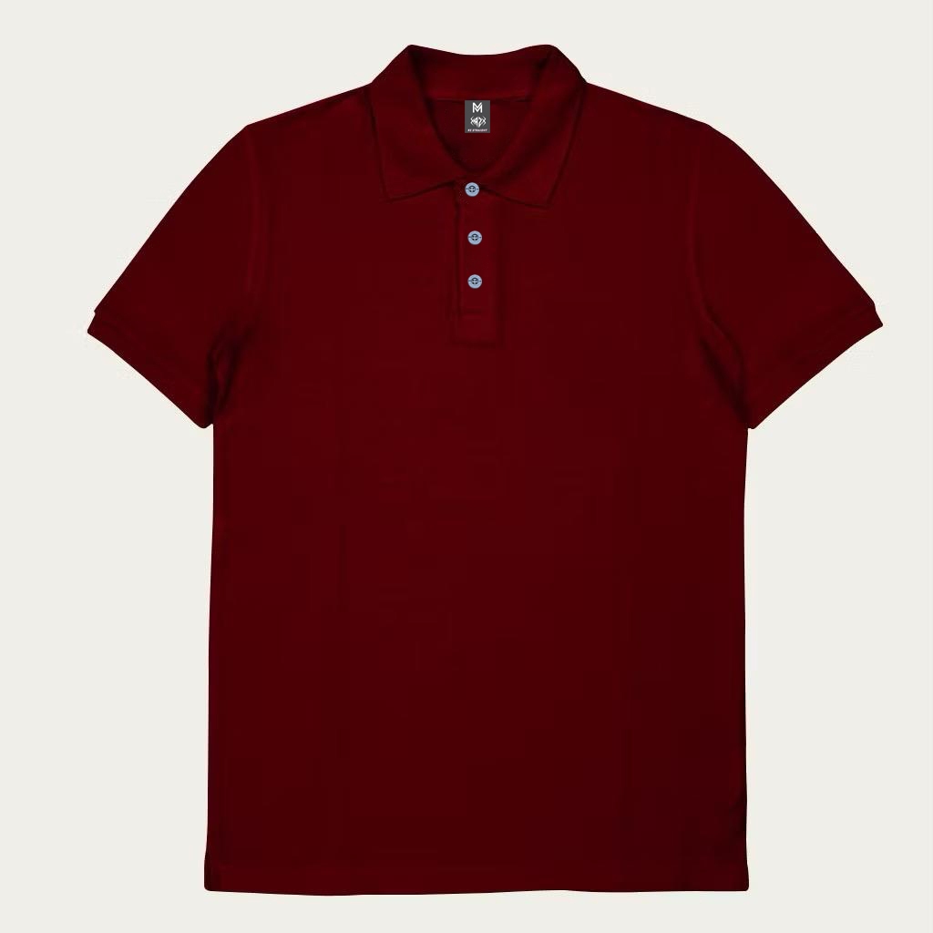 Rz Straight - T-Shirt Polo Pendek Maroon Terkeren Kerah Shirt Pria Wanita Kaos Unisex