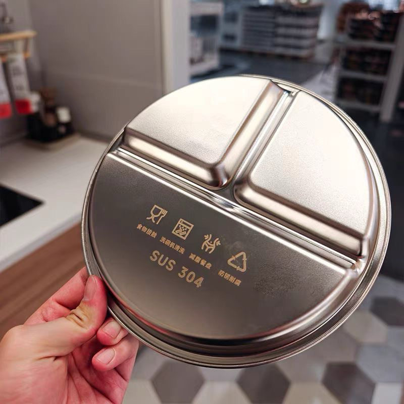 Snack Lunch Tray Stainless Steel / Piring Makan Sekat Anak