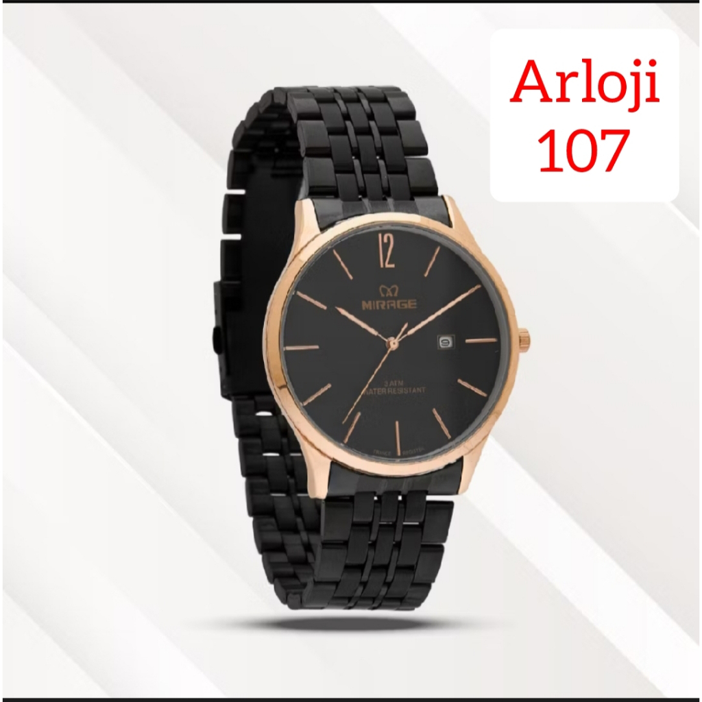 Jam Tangan Pria Mirage BRP-M 8647 Combinasi Hitam Rose Gold Plat Hitam Original