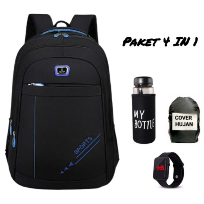 Tas cakep buat cowok / Tas ransel sekolah laki laki perempuan sd smp kulitas bagus / Tas polos hitam