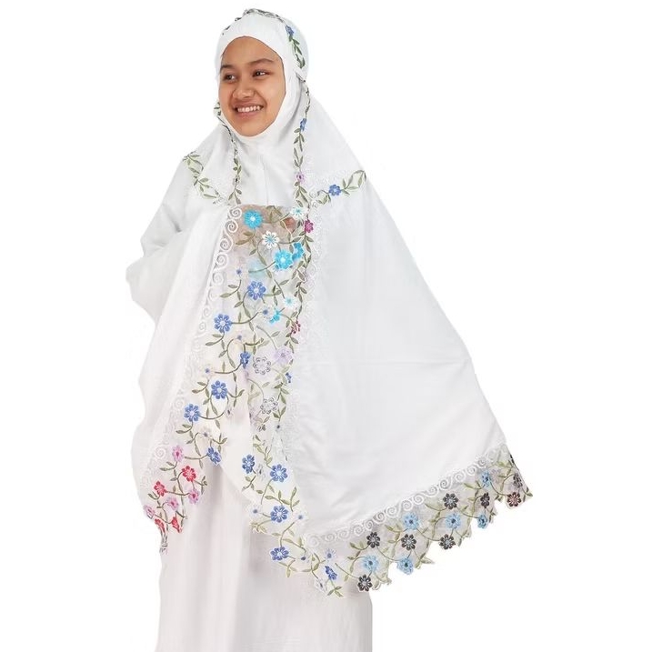 Mukena Katun Dewasa Cantik Mukenah Renda Bordir AYU TING TING | Telekung Murah Nyaman Lembut by ALBE