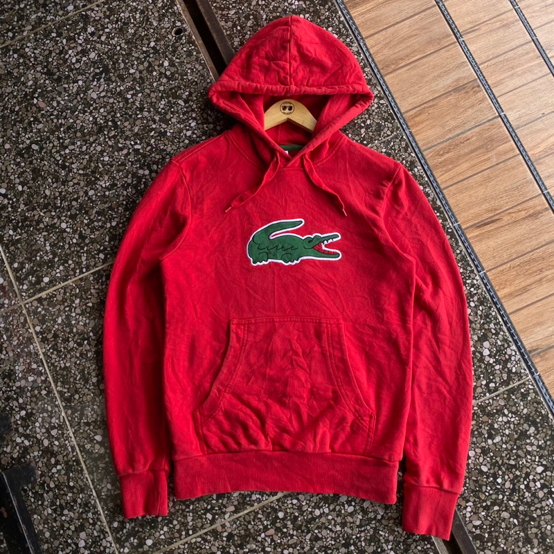 Hoodie lacoste big logo - Warna merah - Size 2