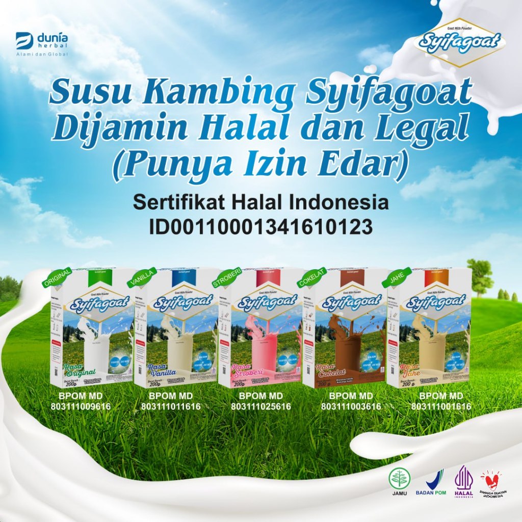 

Syifagoat - Susu Kambing Etawa Premium - 5 Varian Rasa - 200gram BPOM Halal MUI