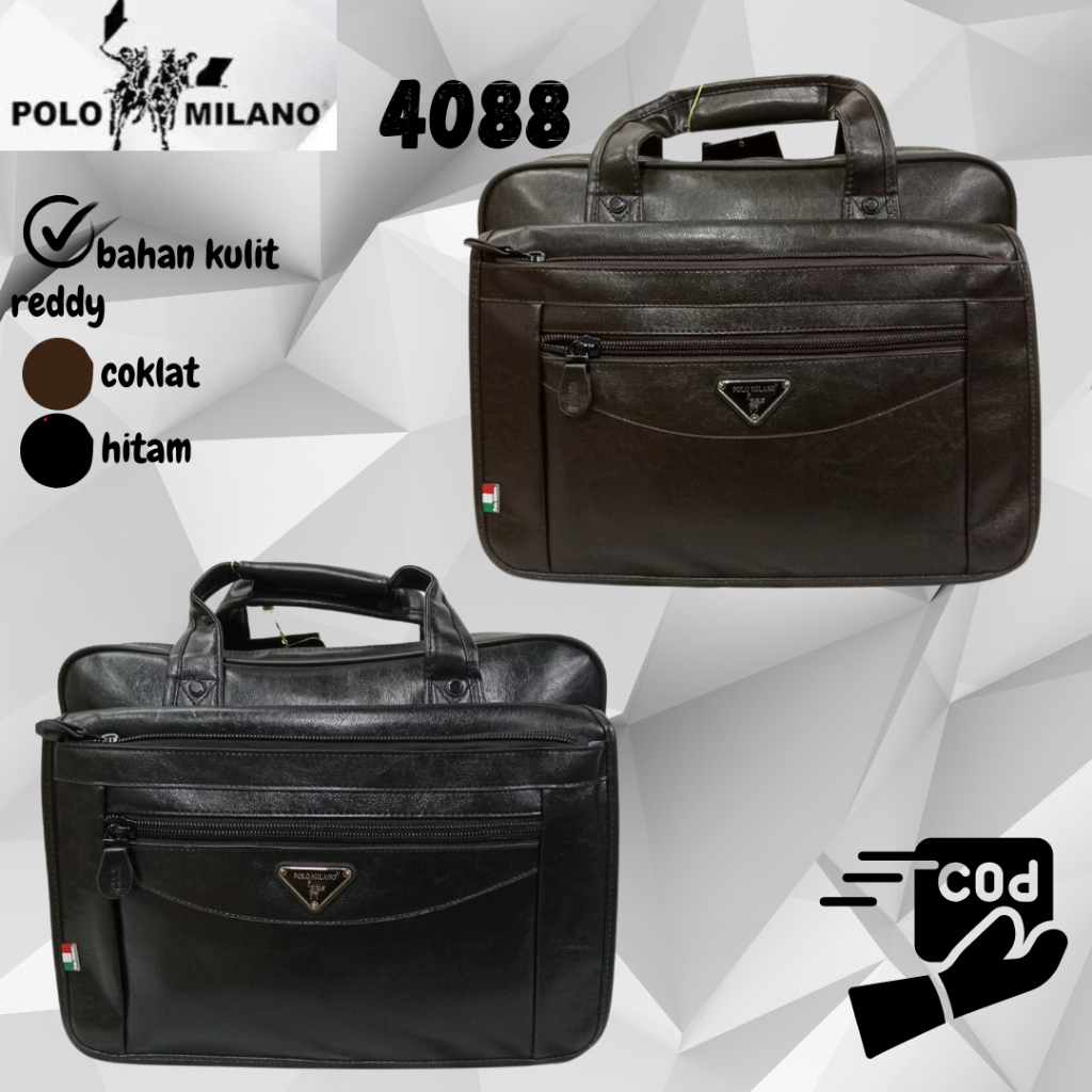 Tas Kantor Kerja Pria Selempang Jinjing - Briefcase Original Import POLO MILANO-4088