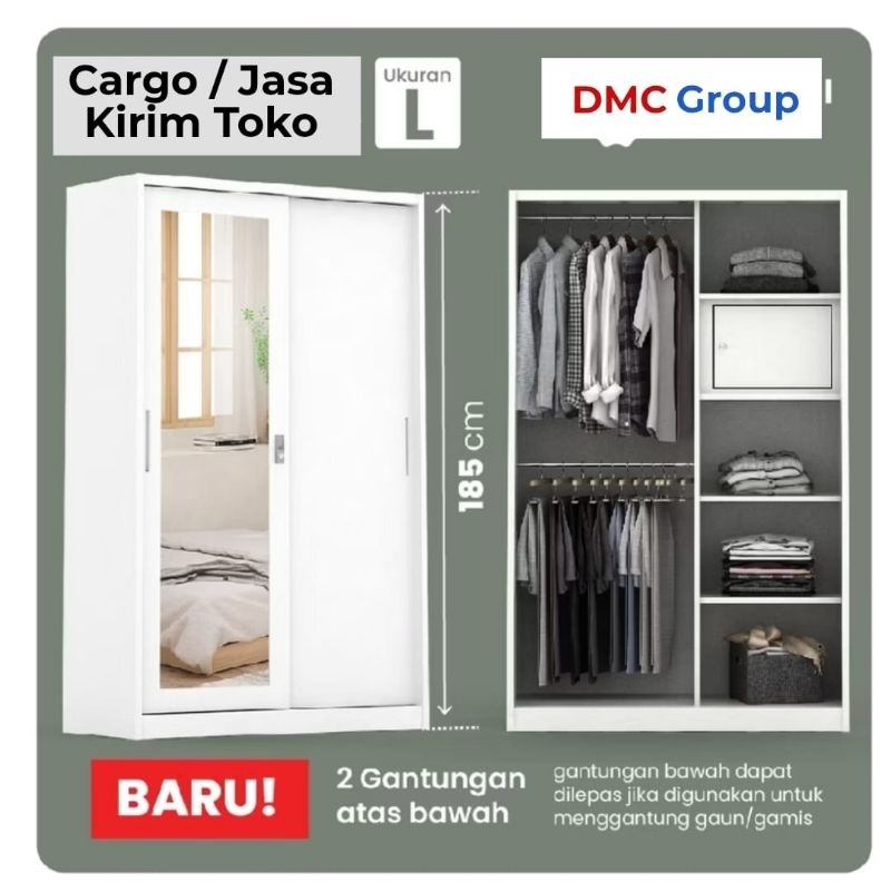 Lemari Baju Sliding 120 Plat Besi Lemari Baju/ pakaian besi 120 polos Lemari sliding Plat besi Murah