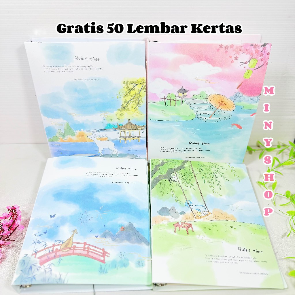 

Binder Note Notebook Buku Catatan A5 20 Ring Binder Kuliah Skolah Motif lucu-Quiet Time