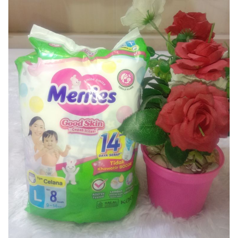 Merries Good Skin Size L isi 8 Pcs Popok Bayi/Pampers