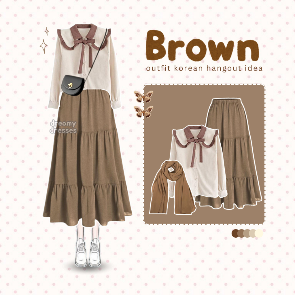 dreamy - 3in1 One Set Remaja Outfit Hijab Casual OOTD Cewe Cute ala Pinterest Outfit Kekinian - 265