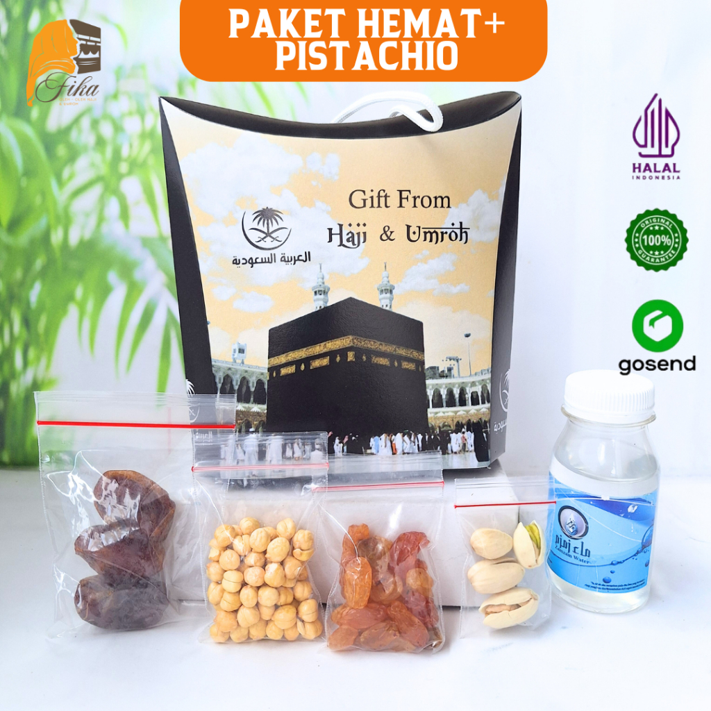 

Paket Hampers Oleh Oleh Haji dan Umroh Dus Kemasa TengTeng Pistachio Air Zamzam original