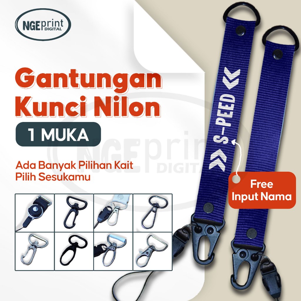 Gantungan Kunci Nilon 1 Sisi Custom / Gantungan Kunci Custom Nama Free Design / gantungan Kunci Moto