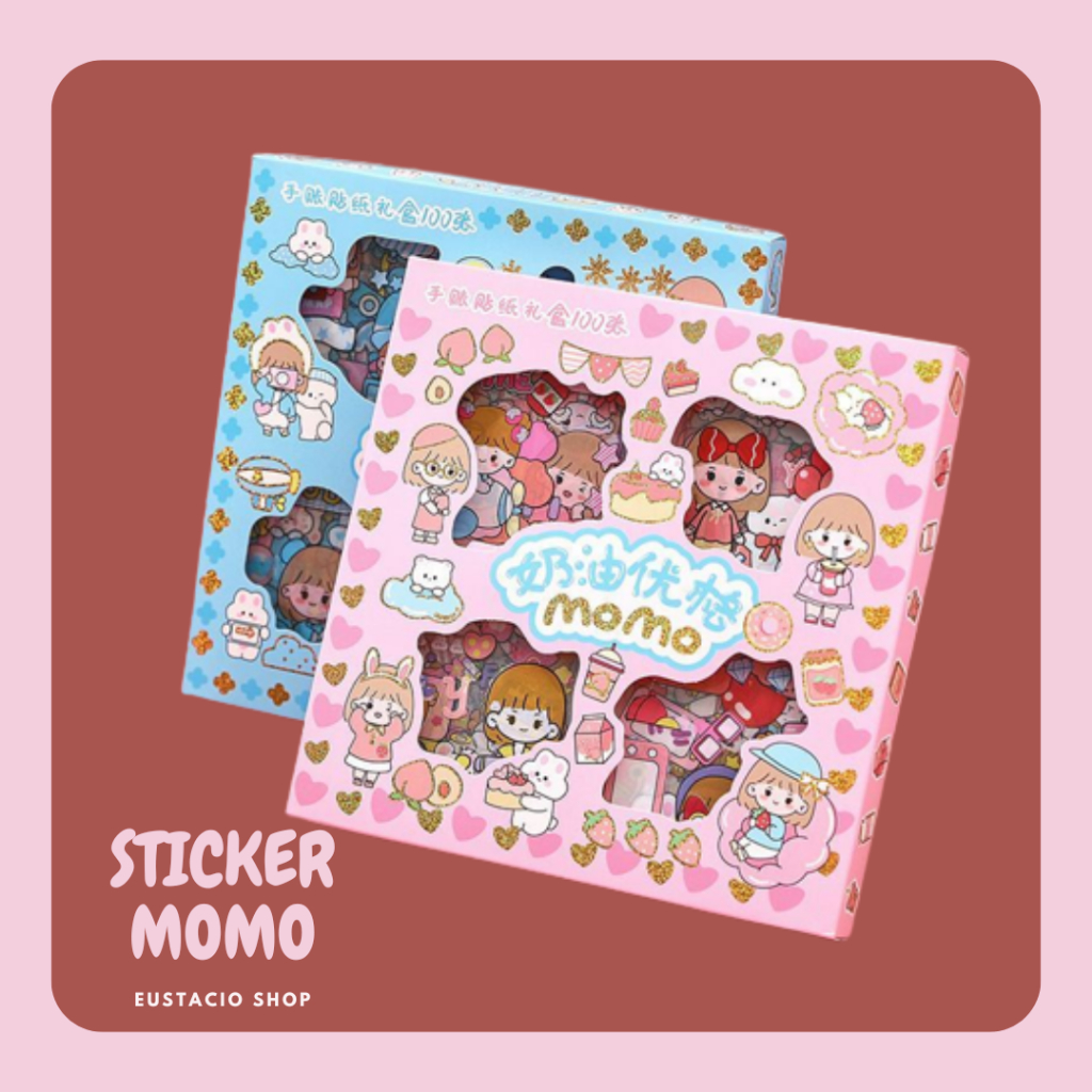 

100 Lembar Stiker Momo Anti Air Korea Lucu - Sticker Waterproof PVC Dekorasi Botol Minum HP Laptop 2D Aesthetic
