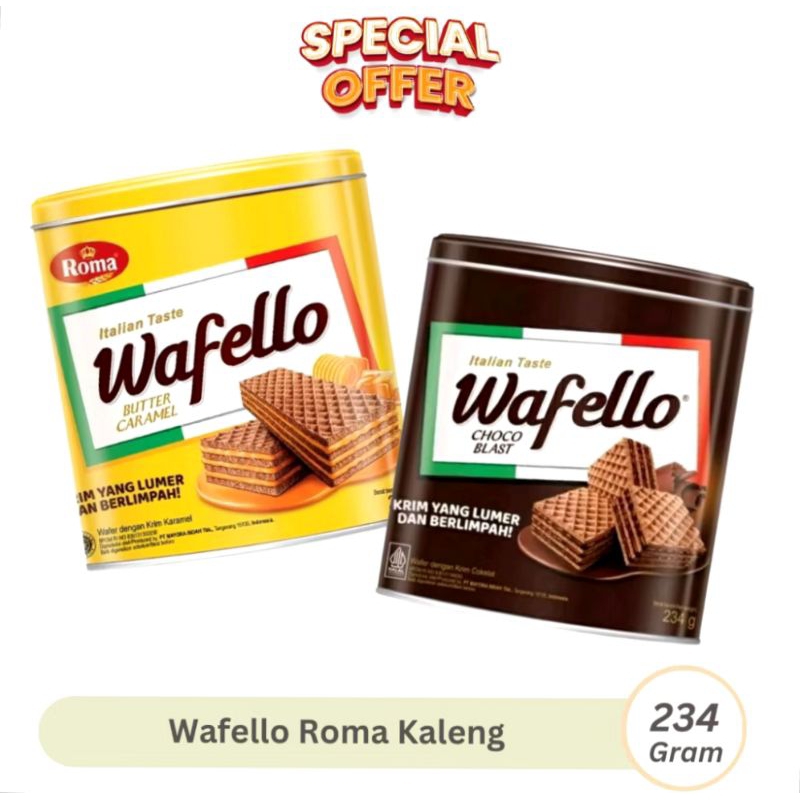 

[PROMO]ROMA WAFELLO KALENG COCHO 234gr BUTTER CARAMEL 228gr WAFER LAPIS CREAM RASA COKLAT/CARAMEL