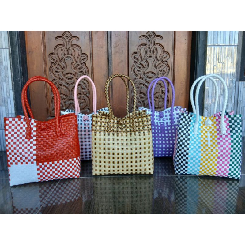 Tas Wanita Anyaman kapasitas 8kg beras/gula  / Tas Jali Premium