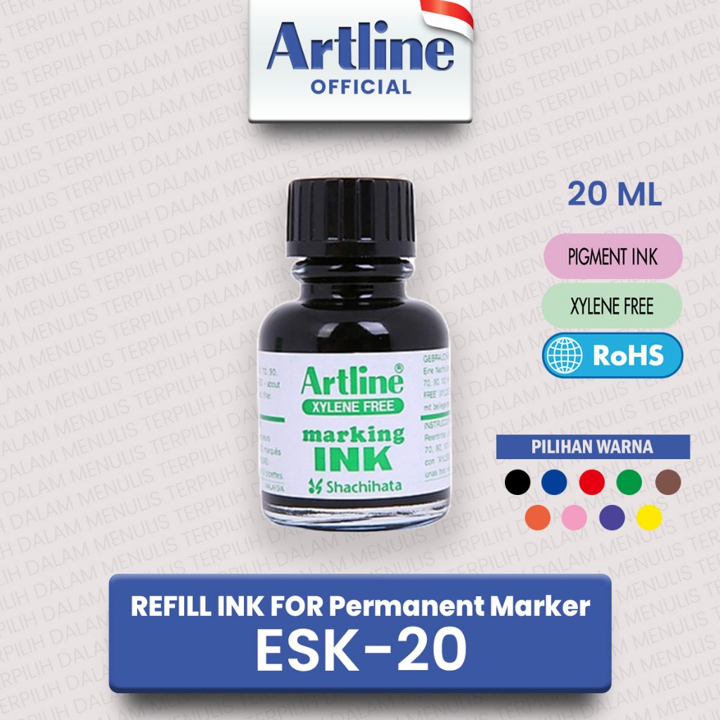 

(LIVE) ARTLINE Tinta Isi Ulang Refill Ink For Permanent Marker Botol Kaca 20 ml ESK-20 2