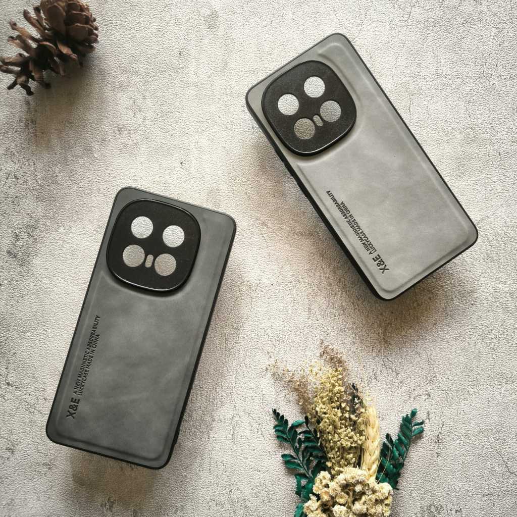 Case Vivo Iqoo 13 5G Leather Magnetic Suede Casing Tekstur Kulit Domba Halus Hybrid Camera Protect