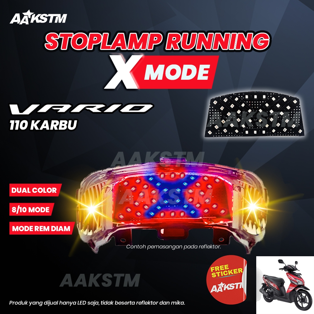 Lampu Rem LED Vario 110 Karbu X Mode LED 8 10 Mode Running Lampu  Belakang Variasi Modifikasi Motor.