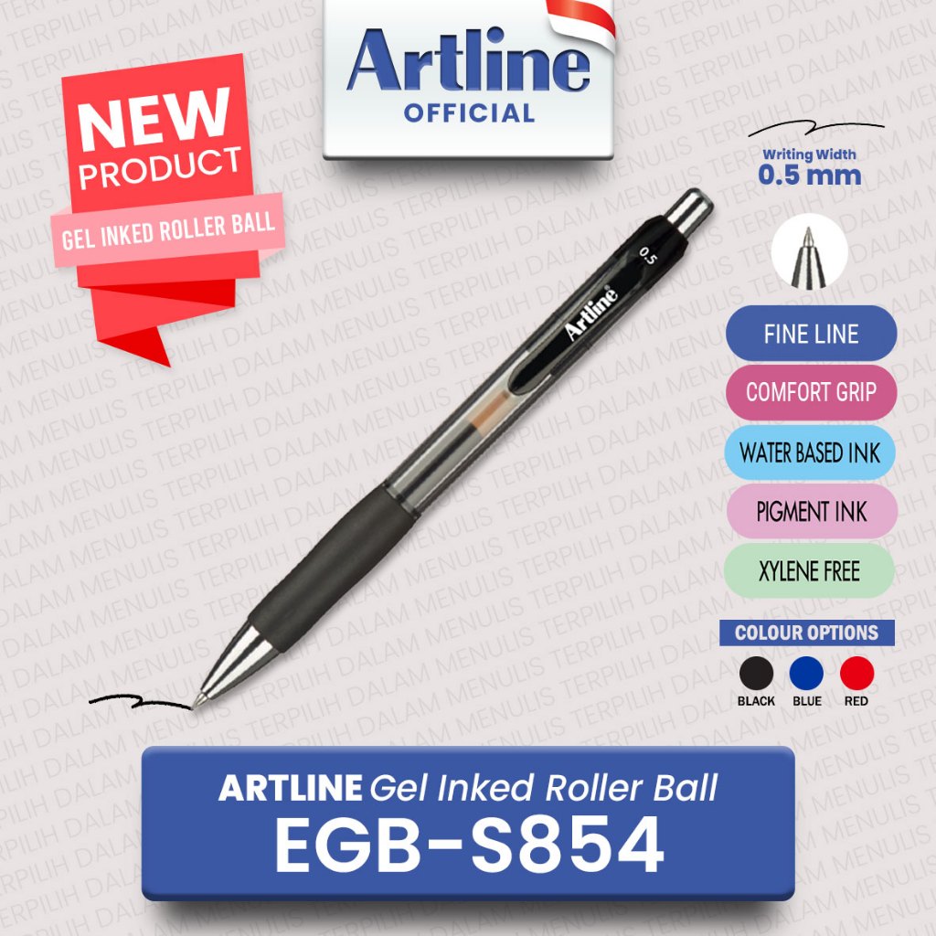

(LIVE) ARTLINE Gel Inked Roller Ball 0.5 mm EGB-S854 / Retractable Pen Premium with Comfort Grip 2