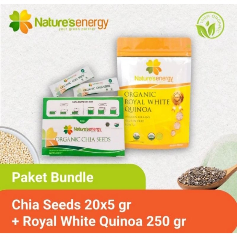 

Paket Bundling Chiaseeds Sachet (20pcs@5gr) + Organic Royal White Quinoa 250gr