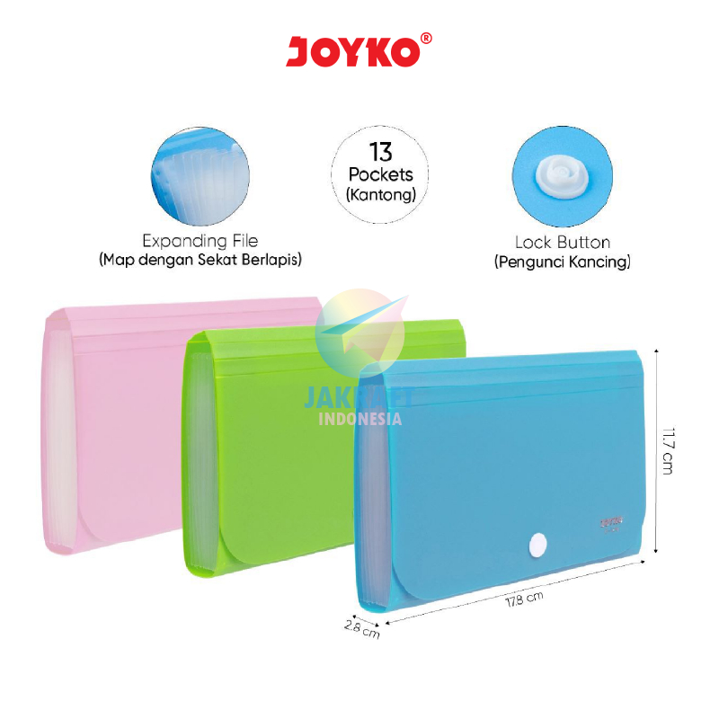 

(1 Pcs) Map Harmonika A6 Dompet Plastik Expanding File JOYKO EF-1218 Giro Cek Bill Kwitansi Nota