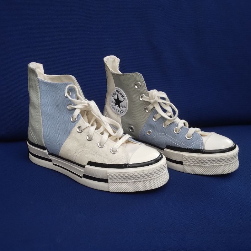 Sepatu Converse Chuck 70 Plus Material Mashup Summite Sage/Egret White/Blue/Green Ukuran 36
