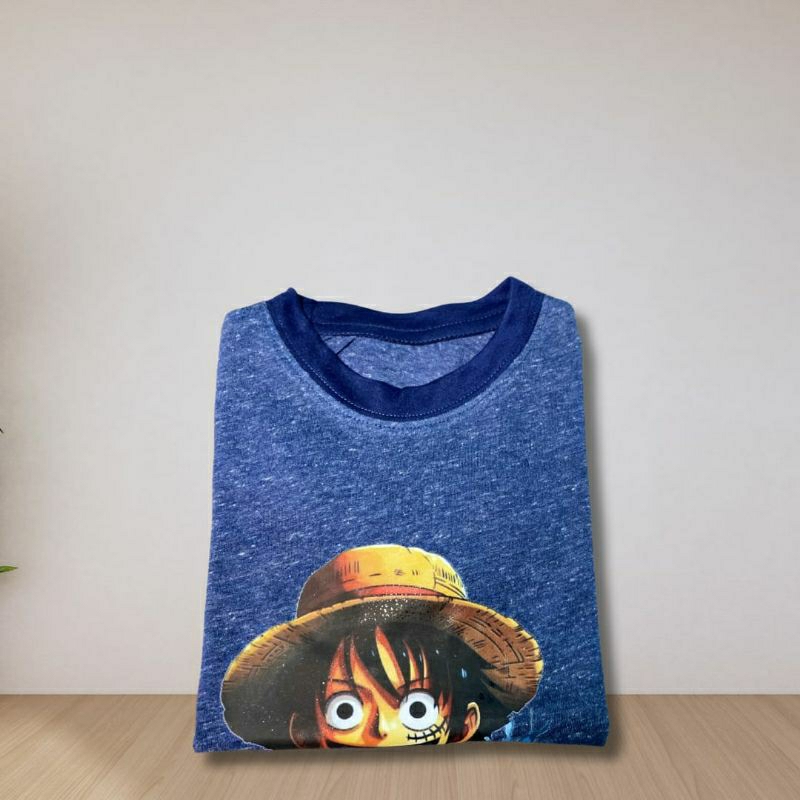 KAOS ANAK GAMBAR ONE PIECE LUFFY BAHAN KATUN 100% ORIGINAL