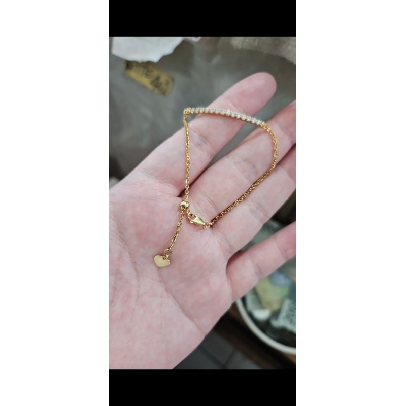Gelang serut linea listring lotus emas asli 375 mewah elegan permata putih jumbo besar kecil