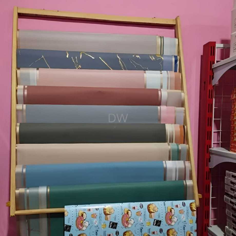 RB Termurah Rak kertas wrapping / rak kertas kado / rak multifungsi kayu bulat