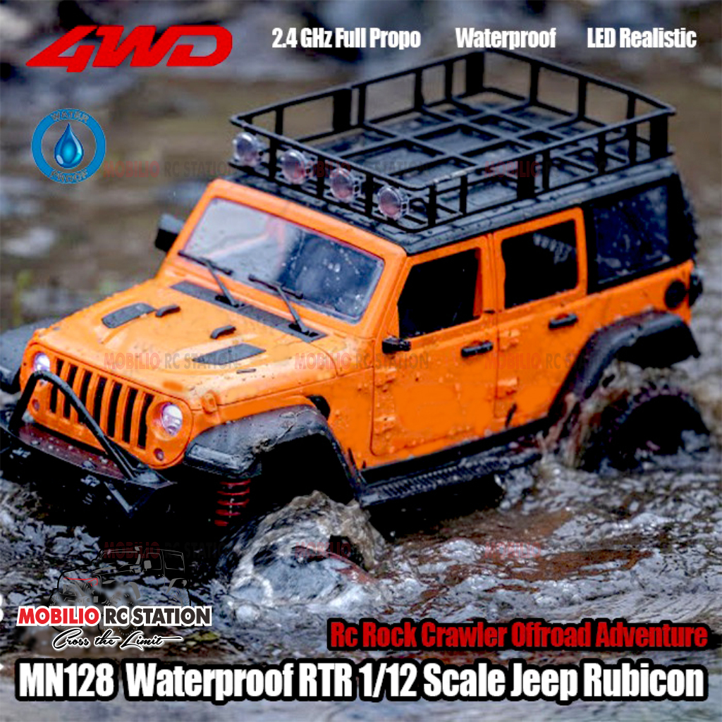 MN128 Waterproof RTR 1/12 Scale Jeep Rubicon RC Rock Crawler Adventure