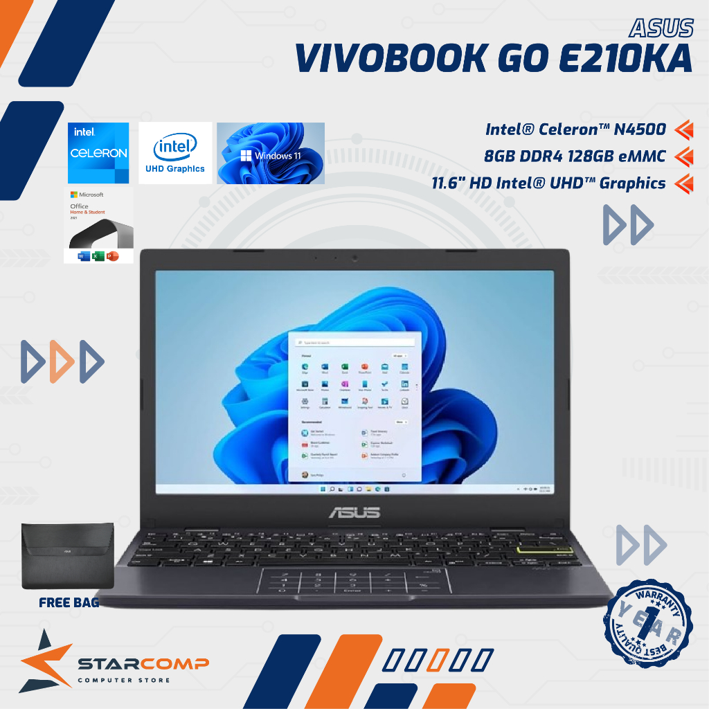 

Asus Vivobook Go 12 E210KA Intel Celeron N4500 8GB SSD 128GB 11.6" FHD W11+OHS