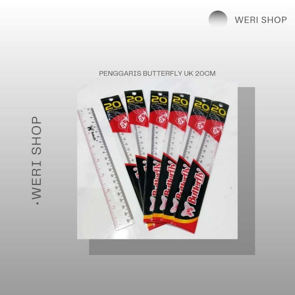 

PENGGARIS BUTTERFLY UK 20CM / PENGGARIS SEKOLAH SERBAGUNA (PER PCS)