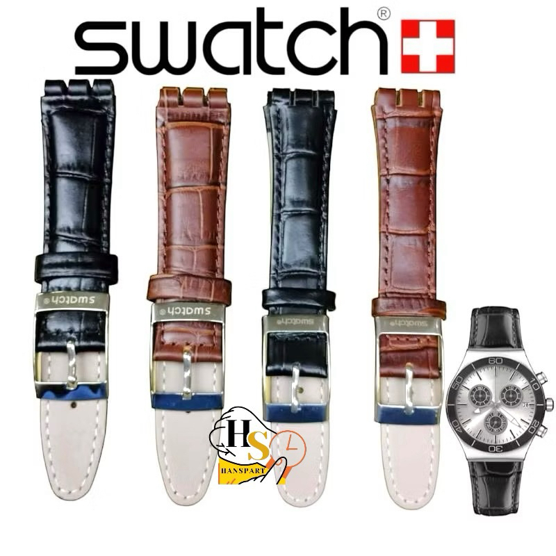 Strap Jam Swatch Kulit uk 17mm 19mm tali swatch kulit strap jam tangan swatch kulit