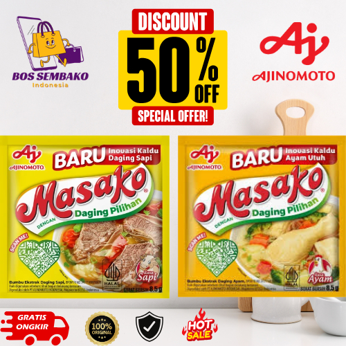 

GROSIR PROMO 36 PCS MASAKO 8,5 GRAM KALDU SAPI DAN AYAM