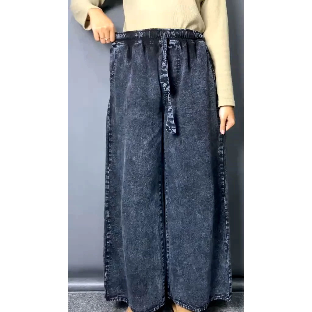 Kulot Jeans Snow Pinggang Full Karet / Kulot Jumbo Rawis/kulot rawis hitam dewasa pinggang full kare