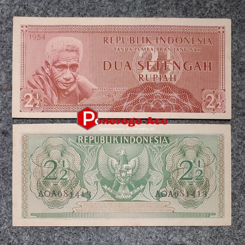 (Gress/Baru) Uang kuno 2 setengah rupiah suku bangsa tahun 1954 jarang langka bahan mahar nikah 2025