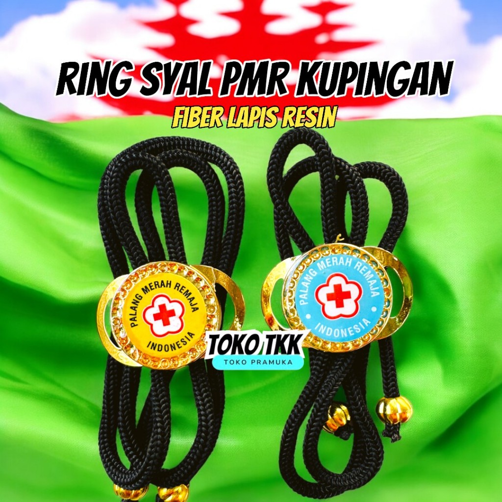 Ring Syal PMR kupingan tali / Ring PMR biru / kuning