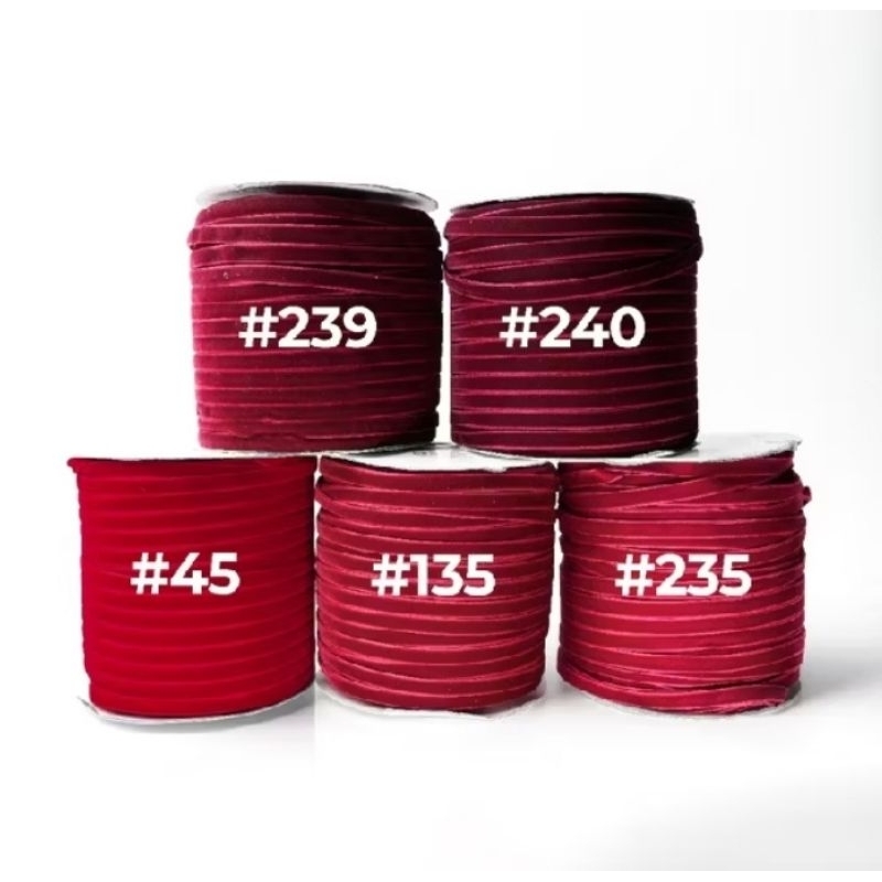 

1 Roll (200yard) - 6 mm & 9 mm | Pita Beludru | Velvet Ribbon Import Premium